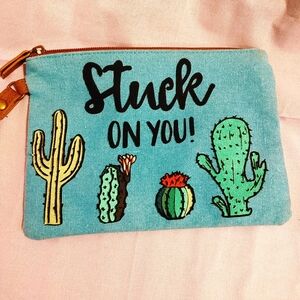 Cactus Print Blue Pouch